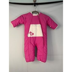 Obermeyer Bunting Snowsuit Kids 12M-18M Pink Excellent Fleece Lined Heart Hooded